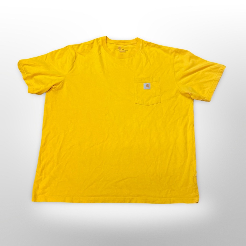 Carhartt Mens Yellow Short Sleeve Pocket T‎ Shirt Size 2XL workwear casual cozy